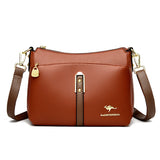 Designer-Schultertasche aus weichem Premium-Leder mit drei Fächern