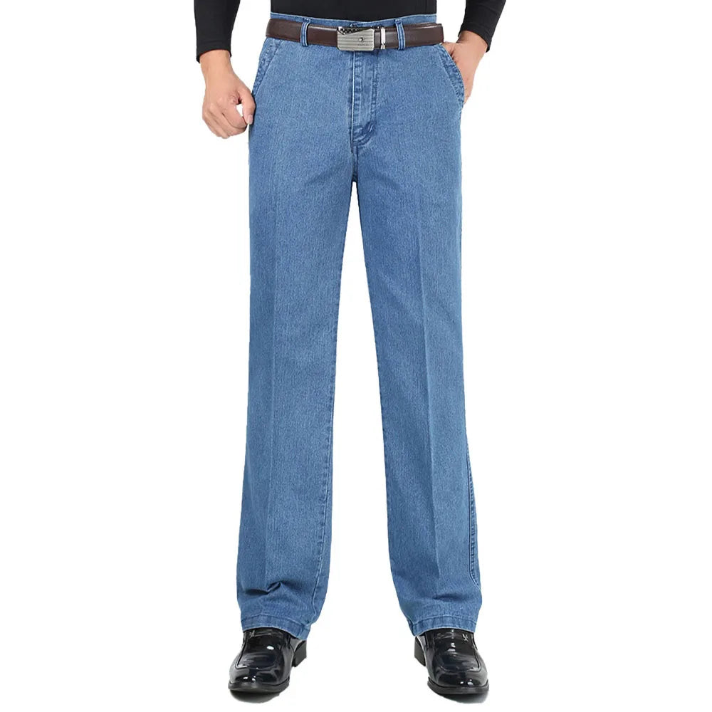 Men's High-Quality Cotton Stretch Jeans | Spring & Autumn Dark Blue Denim