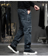 Men's Baggy Streetwear Cargo Jeans | Loose Fit Multi-Pocket Denim Trousers