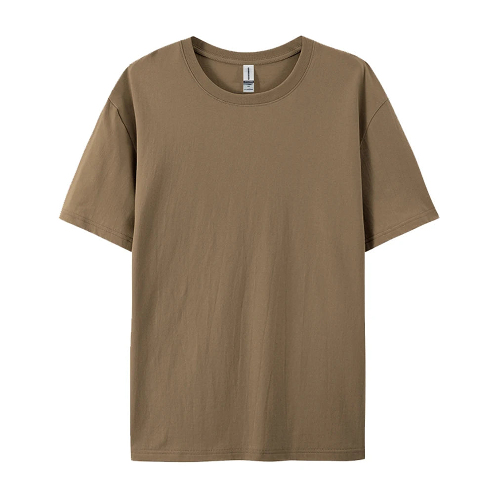 Damen Essential Solid T-Shirt: Relaxed Fit Premium-Baumwoll-Kurzarm-Oberteil
