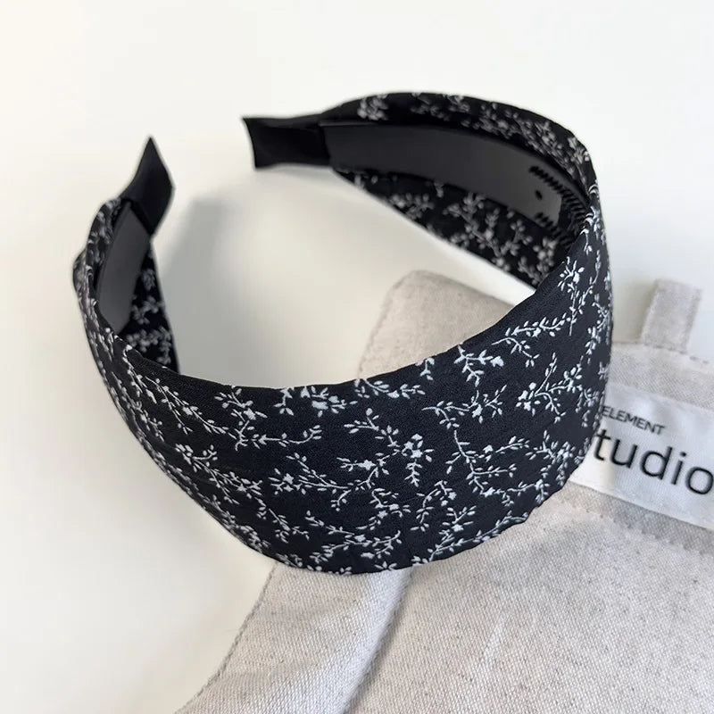 Retro Schwarz-Weiß gepunktetes Haarband mit breitem Rand für Damen
