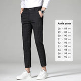 Men’s High-Quality Plaid & Stripe Trousers – Business Formal Suit Pants, Ankle & Full Length Straight Slacks