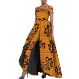 High-Split Long Dress and Ankara Pants, Traditional Dashiki Wax Print Outfit
