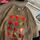Frisches Erdbeer-Baumwoll-T-Shirt – Süßes Damen-T-Shirt mit Fruchtmotiv
