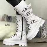 Women’s Gothic PU Leather Platform Mid-Calf Boots