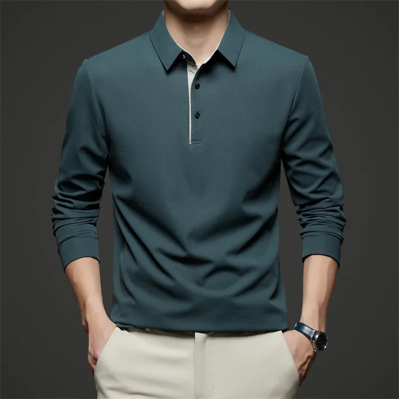 Herren Langarm-Poloshirt – Business Casual Uni-Oberteil