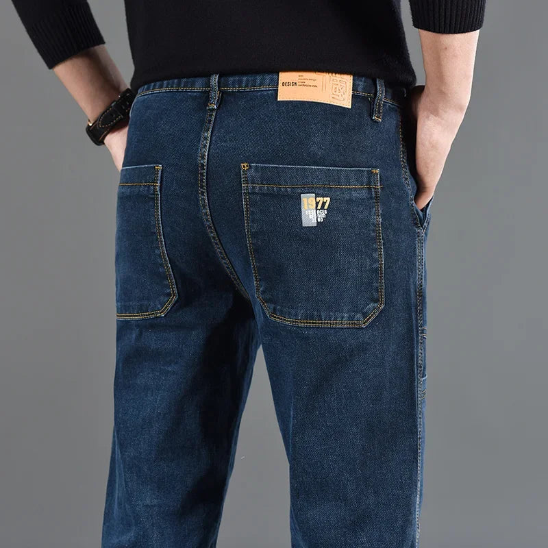 Korean Style Slim Fit Jeans | Men's Comfortable Gray Straight Leg Denim