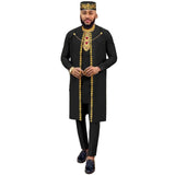 Herren 4-teiliges Agbada-Set – Besticktes Gewand, Hemd, Hose und Mütze, traditioneller Dashiki Hochzeitsanzug