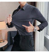 Men’s High Elasticity Seamless Shirt – Top Quality Long Sleeve Slim Fit Casual Shirt