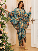 Die „Mosaic“ Gala Abaya – Bedruckte V-Ausschnitt Party Jalabiya – Boutique Ramadan Print Kaftan