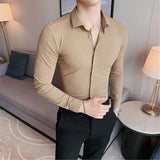 Men’s High Elasticity Seamless Shirt – Top Quality Long Sleeve Slim Fit Casual Shirt