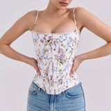 The "Summer Bloom" Floral Corset | Sexy Lace-Up Cropped Top