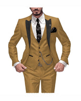 Herren 3-teiliger Slim Fit Anzug – Gentleman Hochzeits-Smoking, Reverskragen Bräutigam Terno Set