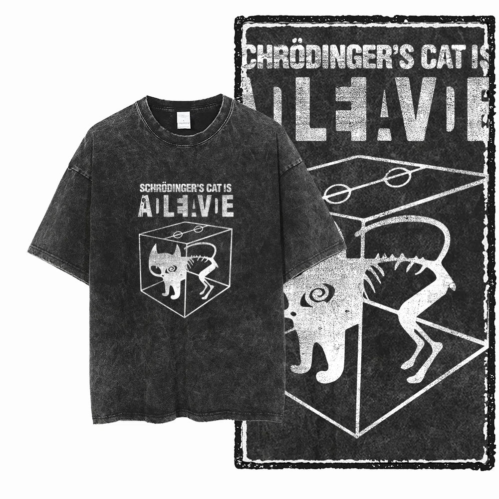 Acid Washed Cat Graphic T-Shirt | Unisex Exclusive Streetwear Tee