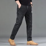 Korean Style Slim Fit Jeans | Men's Comfortable Gray Straight Leg Denim