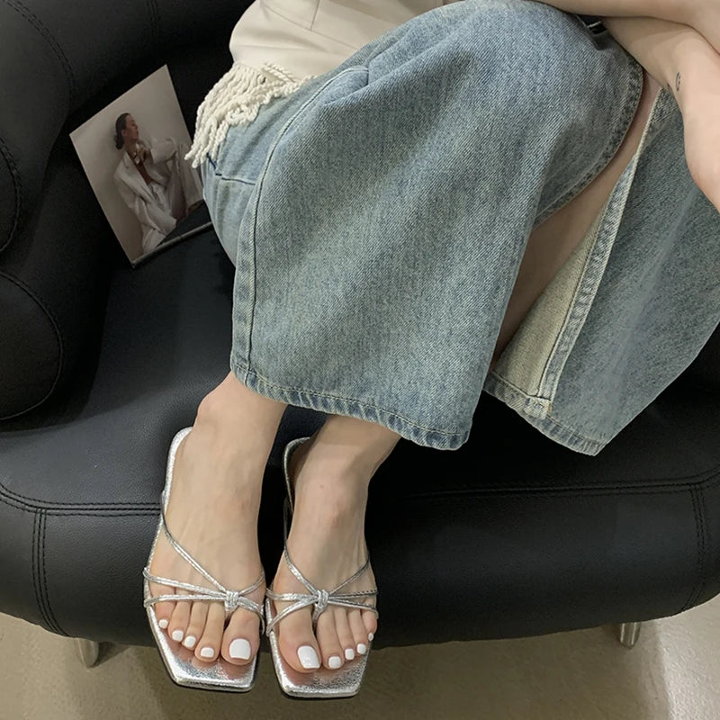 Damen Bequeme Strand-Flip-Flops – Lässige Slip-On-Pantoletten, Modische Anzieh-Slides