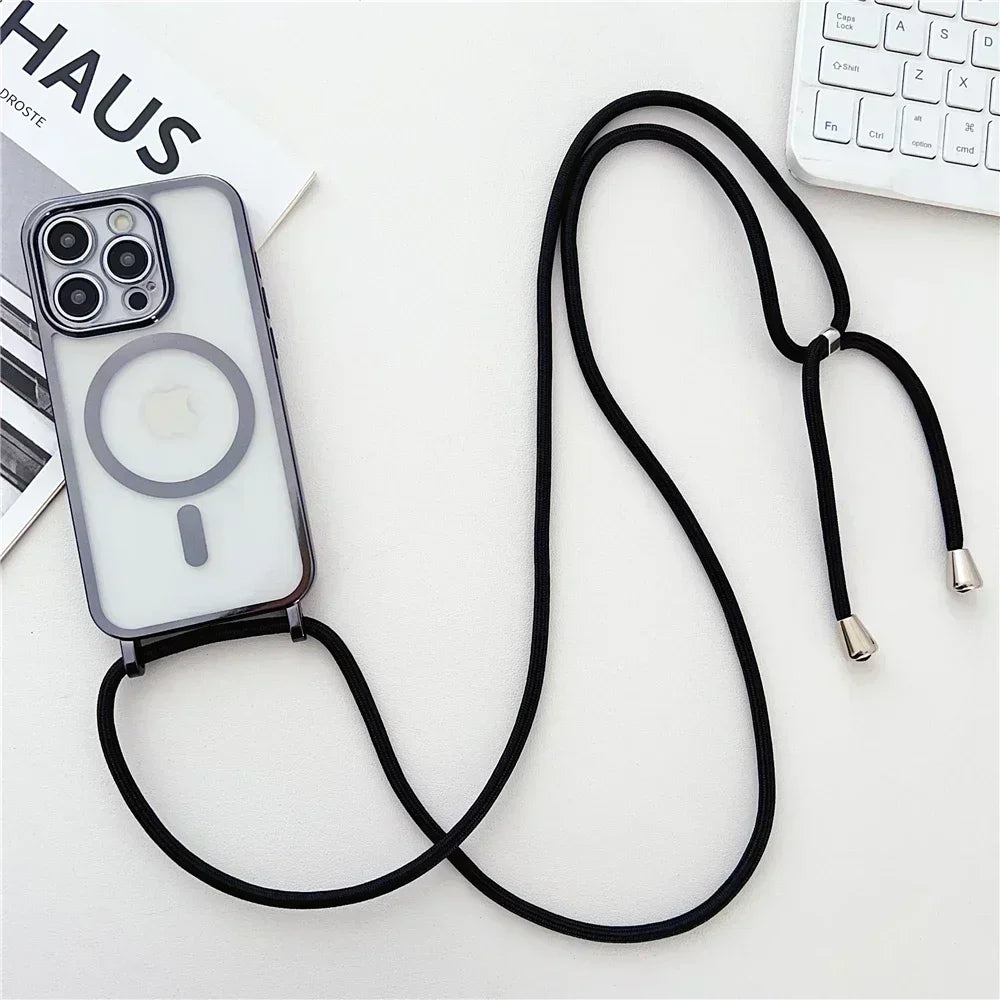 MagSafe Crossbody Lanyard Clear Case for iPhone 17 Air 16 15 14 13 Pro Max
