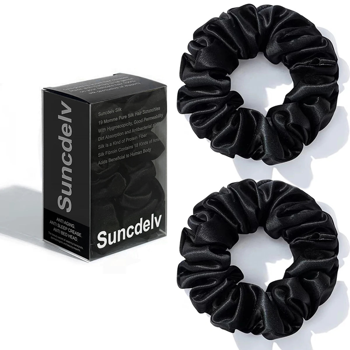 The "Silk-Glow" Duo: 2Pcs Pure 22 Momme Natural Silk Scrunchies