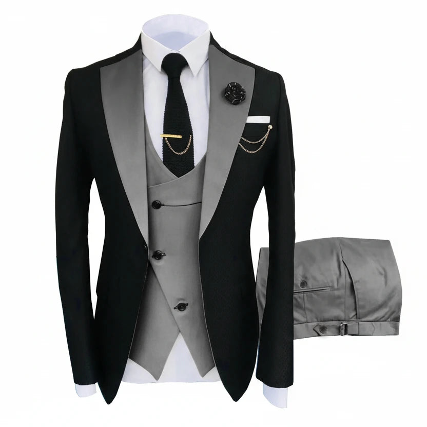 Herren 3-teiliger High-End-Anzug – Casual Business & formeller Gesellschaftsanzug