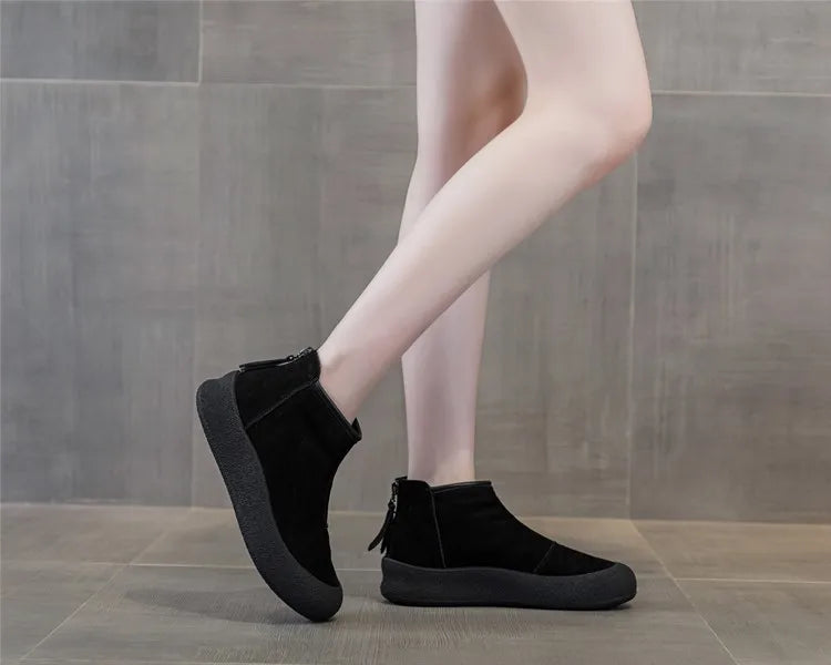 Women’s Genuine Leather Snow Boots – Thickened Warm Winter Boots