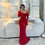 Elegant Lace Maxi Wedding Guest Dress – Off The Shoulder Evening Party Dress