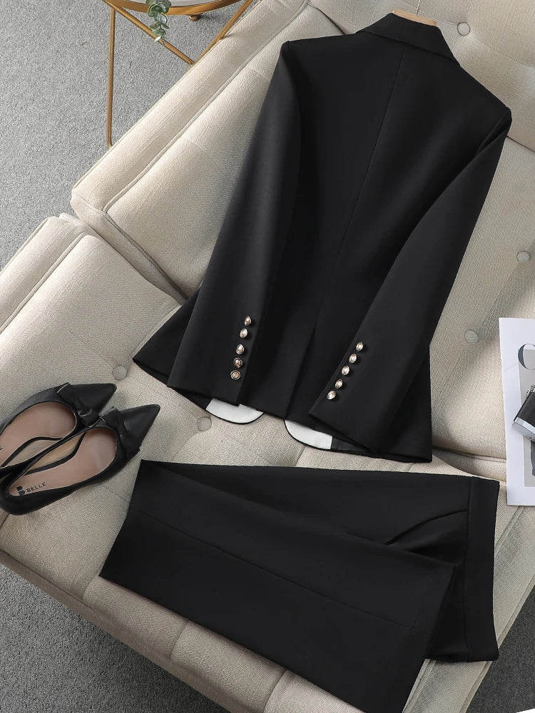 Women's 2-Piece Formal Pant Suit – Slim Fit Business Work Blazer & Trouser Set