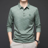 Herren Langarm-Poloshirt mit Abzeichen – Business Casual Uni-Oberteil