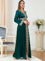 Luxuriöser Samt-Dubai-Abaya für Damen | Eleganter Kimono-Bademantel und muslimisches Hijab-Kleid