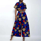 Afrikanisches zweiteiliges Ankara-Outfit für Damen | Crop Top und weite Hose