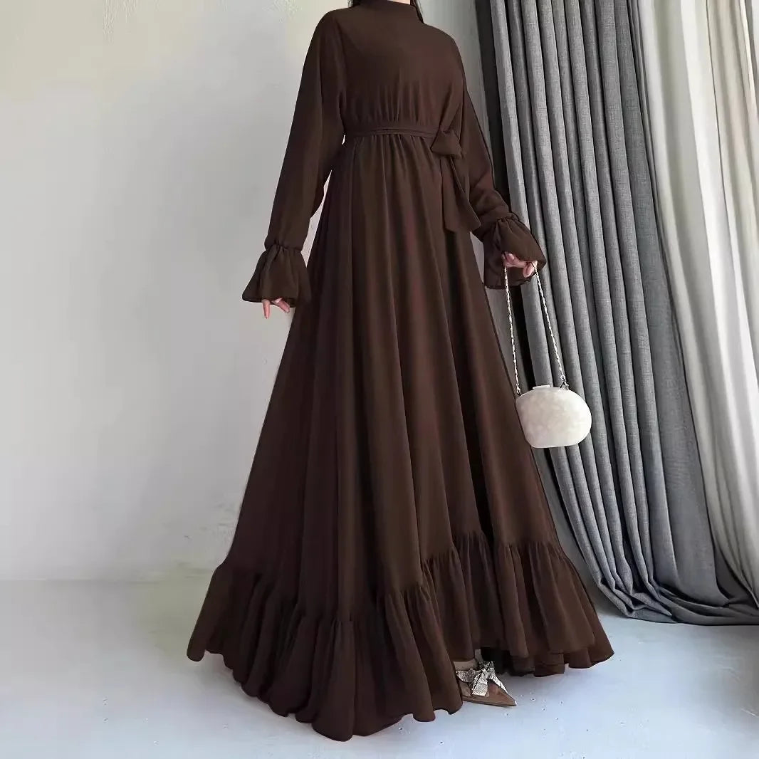 Muslim Women’s Abaya with Sash | Elegant Moroccan Jalabiya and Dubai Kaftan
