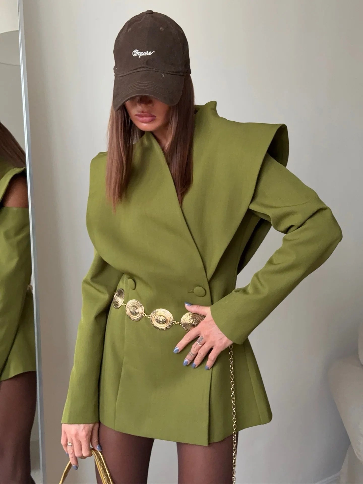 Deconstructed Women’s Modern Waist-Cinched Button Blazer | Full-Sleeve Asymmetrical Tailored Jacket