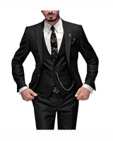 Herren 3-teiliger Slim Fit Anzug – Gentleman Hochzeits-Smoking, Reverskragen Bräutigam Terno Set