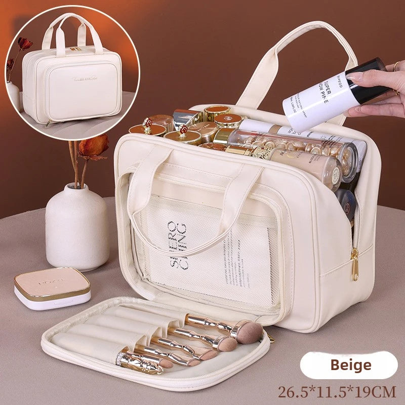 Große Kosmetiktasche aus PU-Leder für Damen