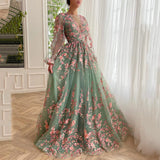 Candy Green Floral A-Line Wedding Gown | Plus Size Luxury Ball Gown