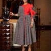 Elegantes Damen-A-Linien-Kleid mit 3D-Blumen – Herbstmode, afrikanisches Abendkleid mit Karomuster