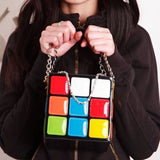 Luxury Chic Cubic Shape Box Handbag | Designer Chain Tote for Women