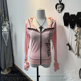 Women’s Harajuku Gothic Hoodie Coat – Y2K Subcultural Sweatshirt