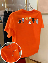 Women's Oversized Cotton Cartoon Cat Print T-Shirt