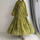 Das Chiffonkleid „Oasis“ – Kaftan im Signature-Druck Marokko-Stil – Fließende Jalabiya für Ramadan aus der Boutique