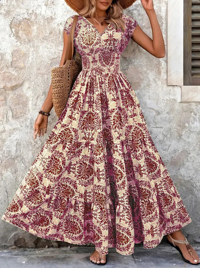 Women’s Vintage Floral Print Maxi Dress