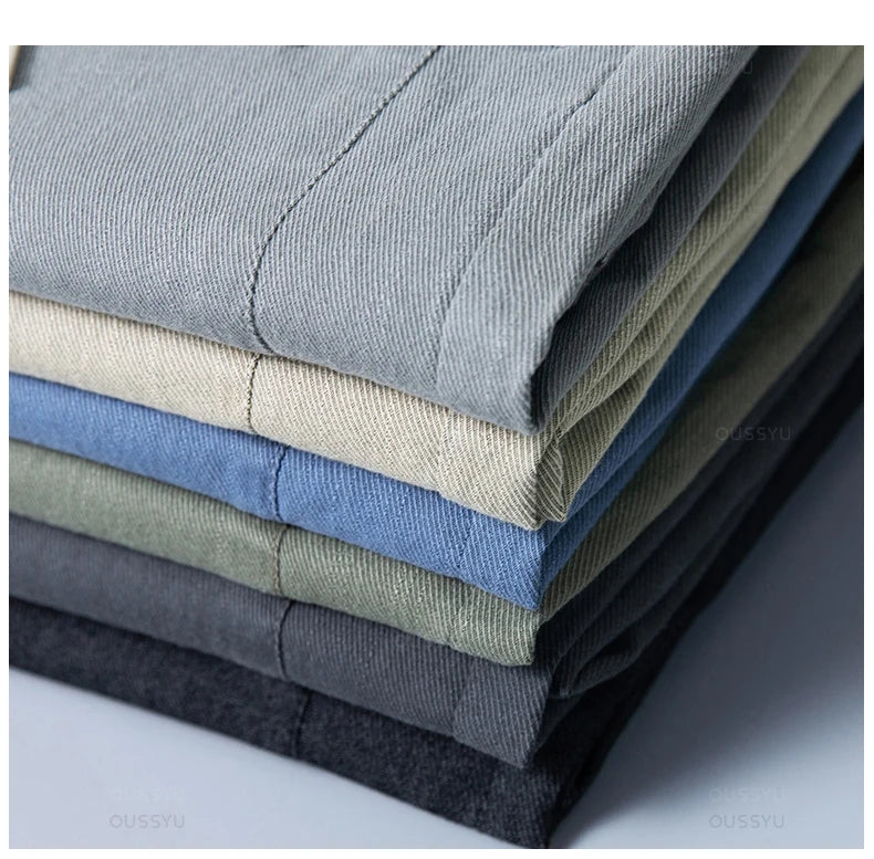 Men’s Classic Cotton Autumn Pants – Elastic Drawstring Waist Jogging Trousers