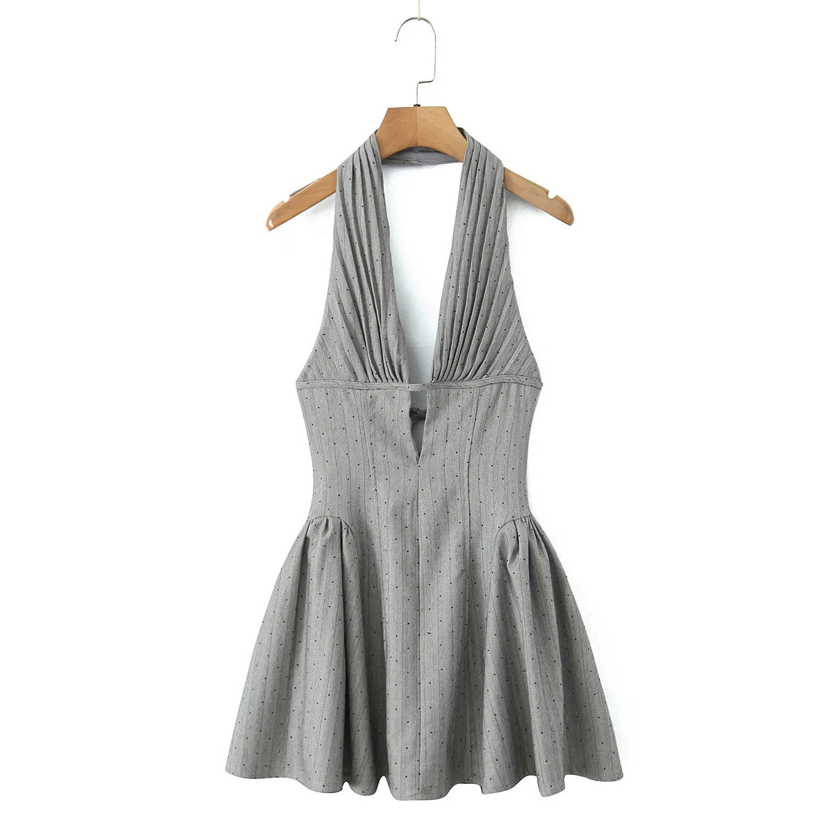 Sexy Damen Mode Rückenfreies Neckholder Kleid – Niedrig Tailliertes A-Linien Minikleid