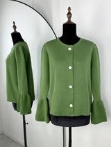 Gerippter Patchwork Lockerer Langarmpullover, Einfarbige Strickjacke