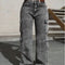 Women’s Dark Grey High Waisted Y2K Denim Cargo Jeans Retro Streetwear Style Stretch Multi-Pocket Utility Jeans