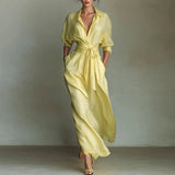 The Boho-Professional Maxi: Elegant Lace-Up High Waist Long Dress