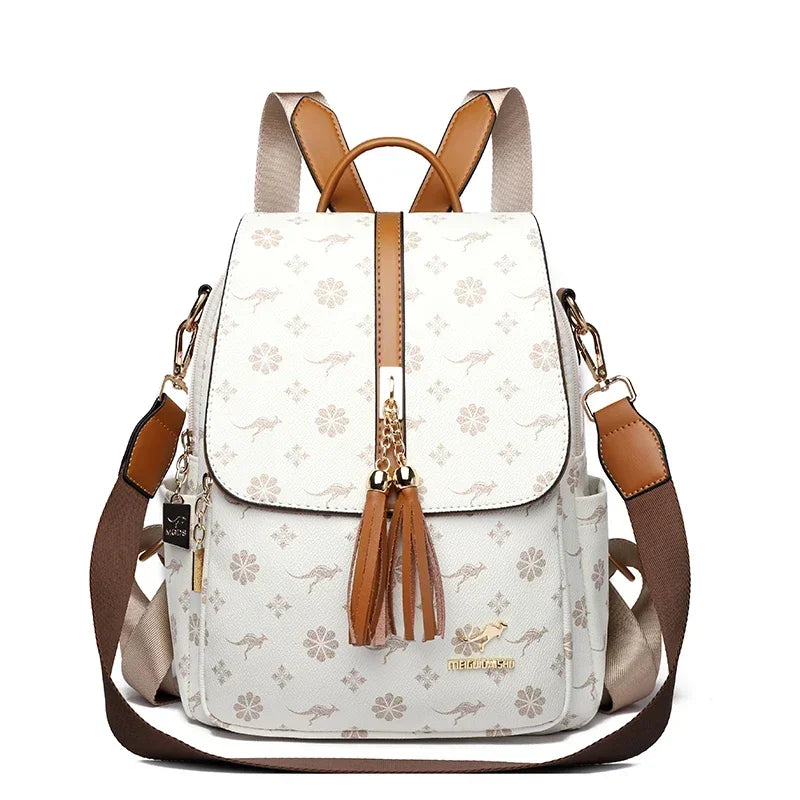 Luxury High-Quality Leather Women's Backpack | Designer Fashion Printing Bag