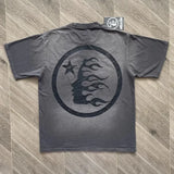 Hellstar Vintage Washed Baumwoll-T-Shirt | Halbarm-T-Shirt mit großem Logo