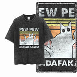 Acid Washed Cat Graphic T-Shirt | Unisex Exclusive Streetwear Tee
