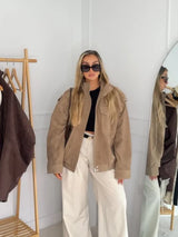 The Urban Suede Edit: Stehkragen Minimalistische Jacke – Schicke kurze Wildleder-Oberbekleidung