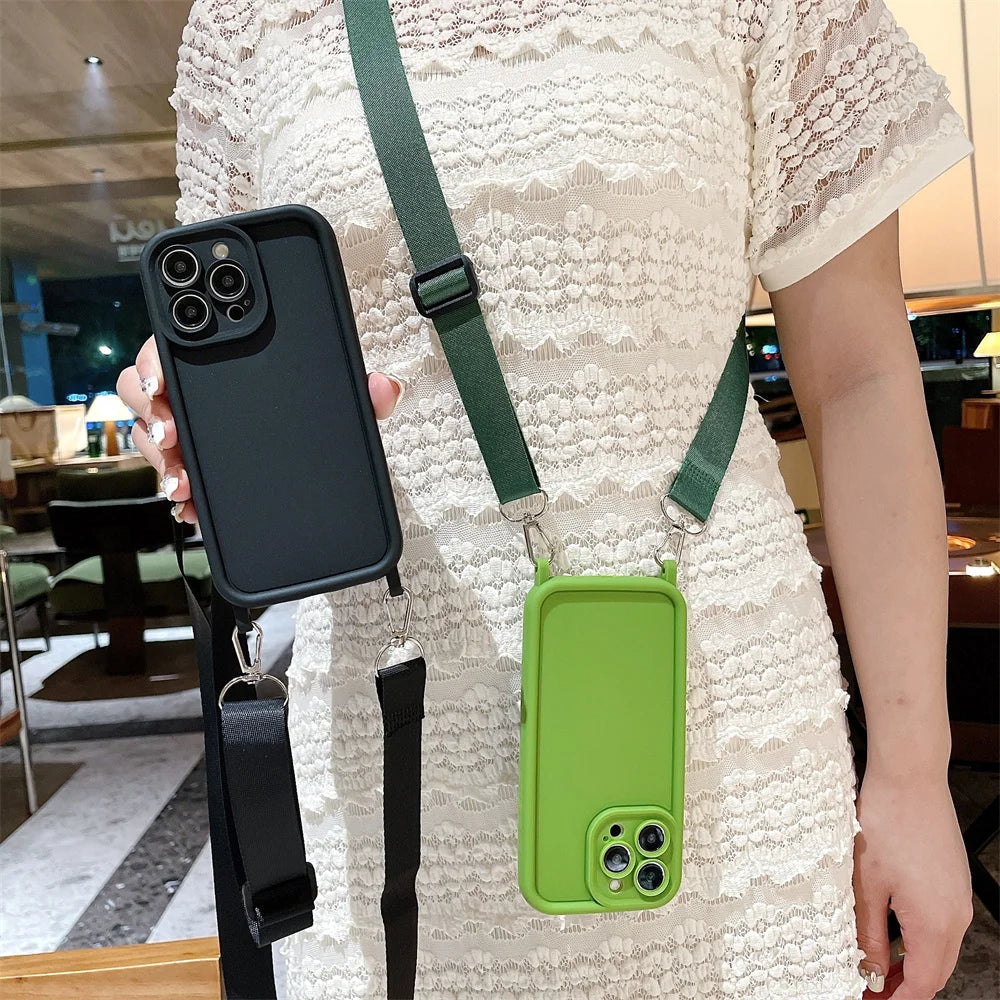 Crossbody Lanyard Silicone Case for iPhone 17 16 15 14 13 12 11 Pro Max